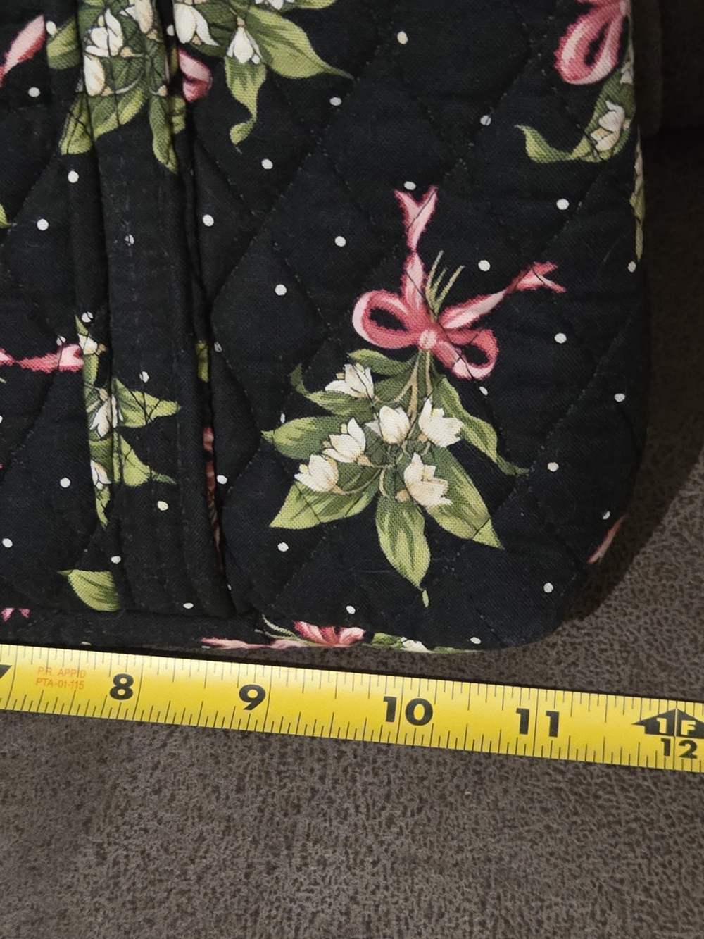 Vera Bradley Retired"New Hope" Floral Quilted Tote Bag Purse Pockets Black Pink - Picture 11 of 12